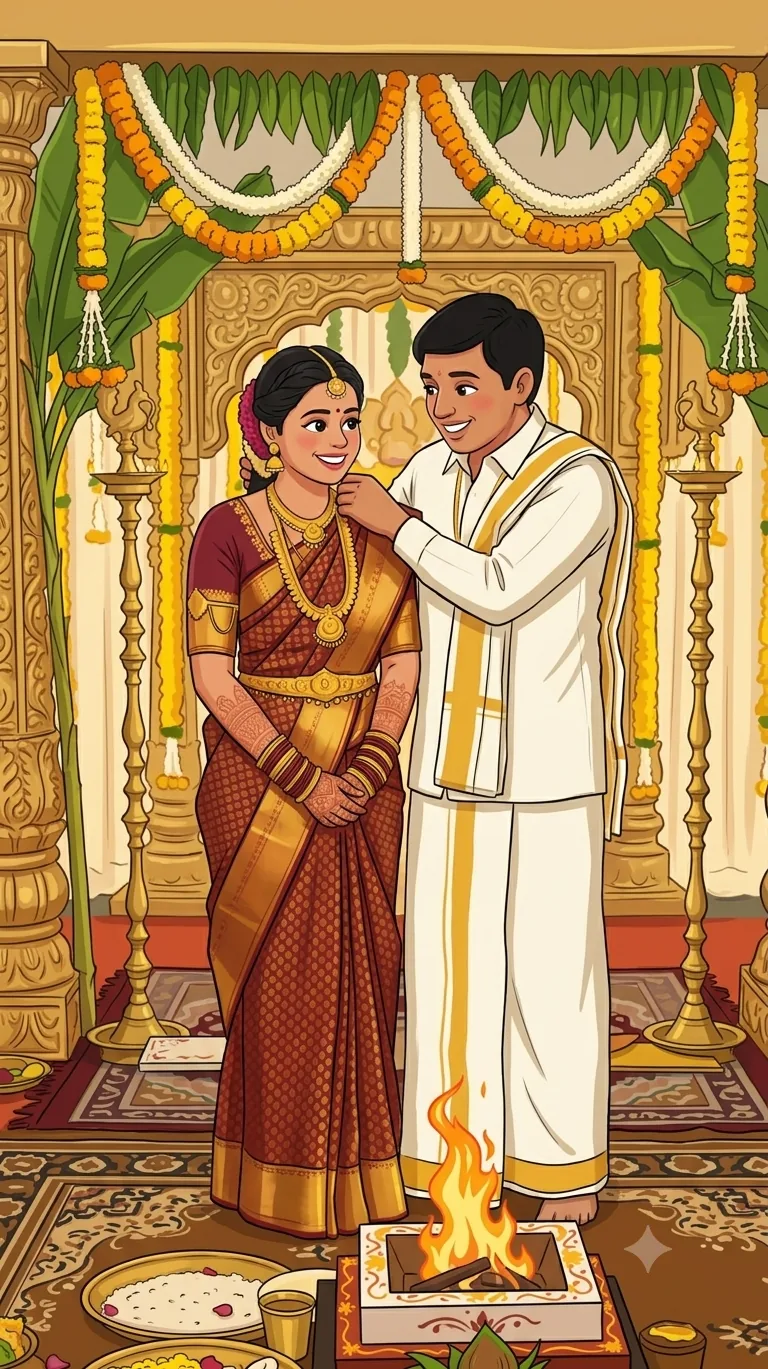 Ramya and Manoj at the wedding ceremony